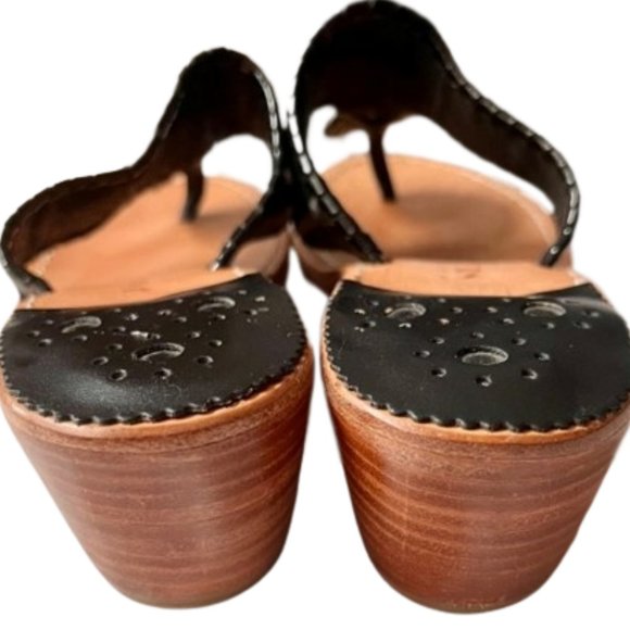 Jack Rogers Wedge Low Heel Sandals - Black Leather - 6M - Picture 6 of 11